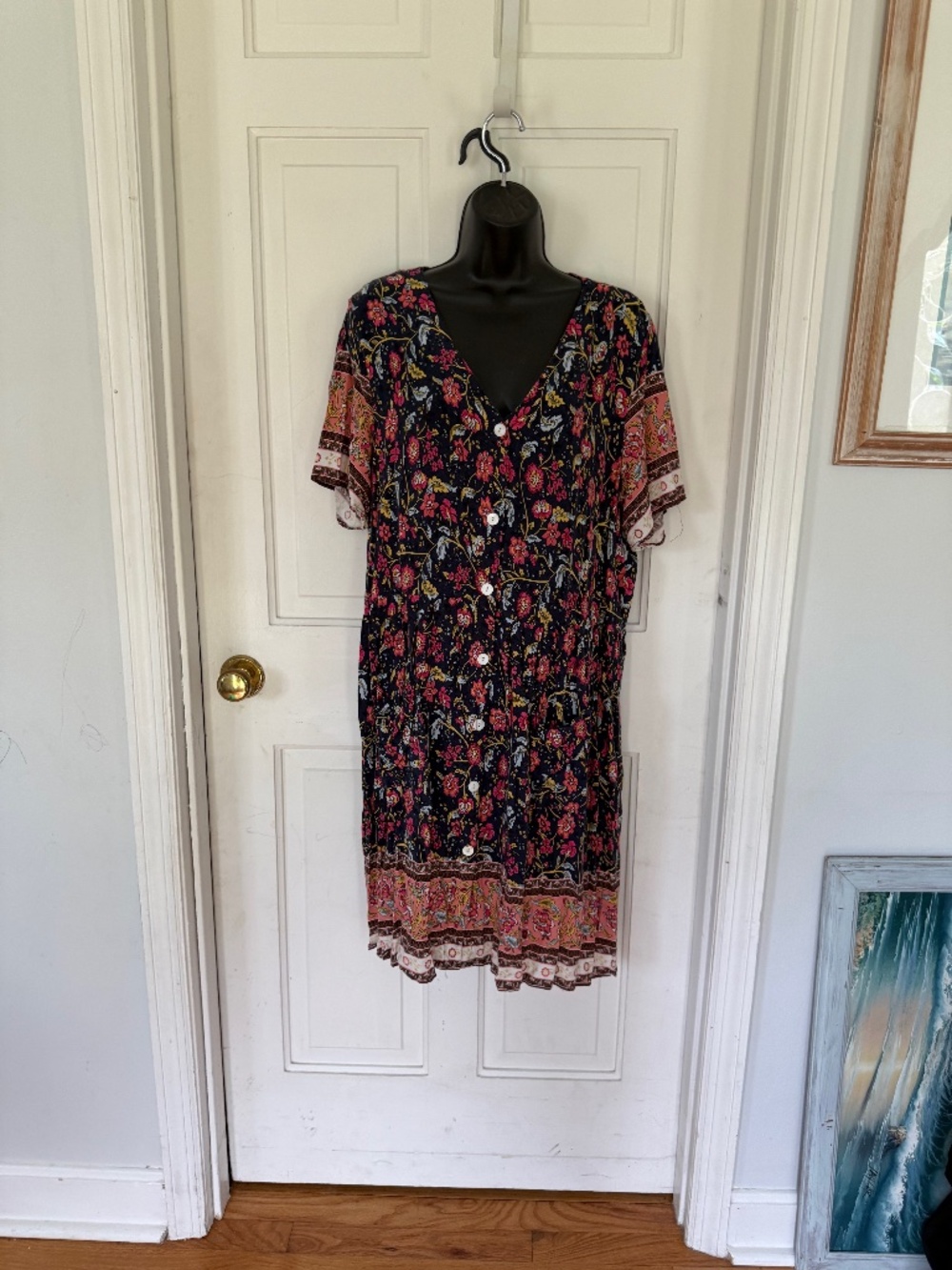 Floral Dress With Pockets XL Women's
